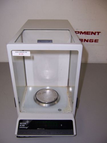 9135 METTLER AE260 BALANCE/SCALE ENCLOSED 3&#034; PLATFORM .0001g/.001g to 205g