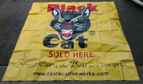 Black Cat Fireworks 7&#039; x 7&#039; Vinyl Sign USED