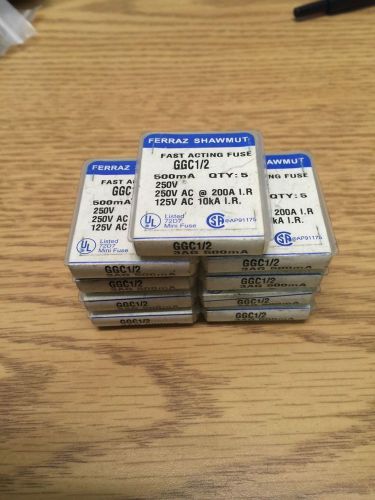 New 5 Pack Ferraz Shawmut GGC1/2 Fast Acting Fuses