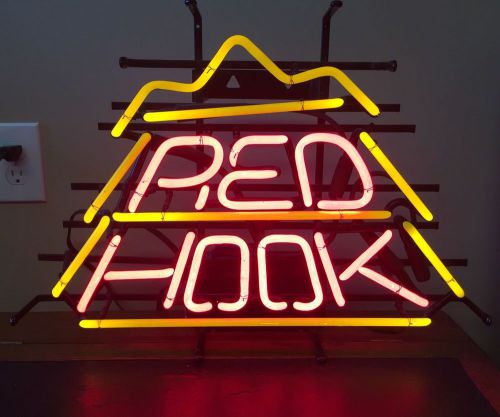Red Hook Neon Sign Red &amp; Yellow 22 1/2&#034; x 16 1/2&#034; Works!