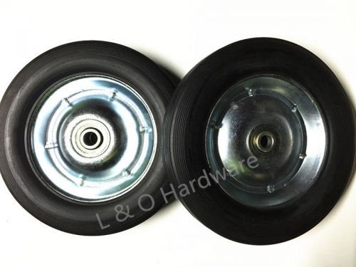 Pair  hand trolley wheel wheels tyre rim 12mm bore puncture proof solid rubber- for sale
