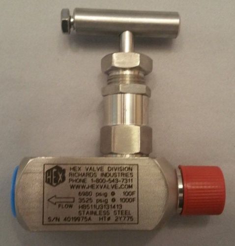 Hex block &amp; bleed needle valve richards 1/2&#034; (mnpt) x 1/2&#034; (fnpt)  hb511u3131413 for sale