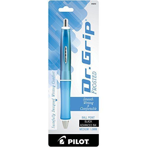 Pilot dr. grip frosted retractable ball point pen, med pt, blue barrel (36253) for sale