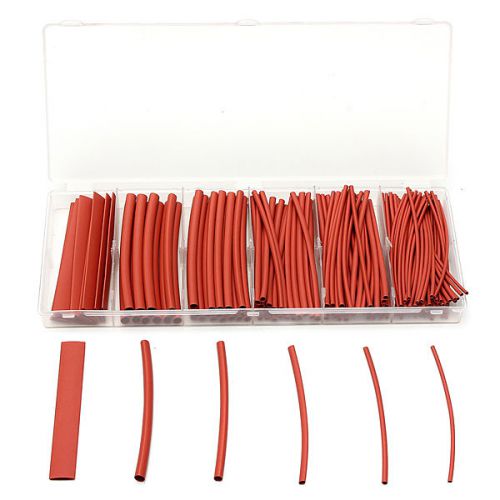 New 160pcs 2:1 polyolefin halogen-free red heat shrink tubing 6 sizes for sale
