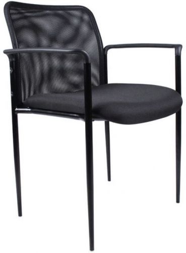 Contemporary Upholstered Mesh Stacking Armed Chair Office Supplies Black