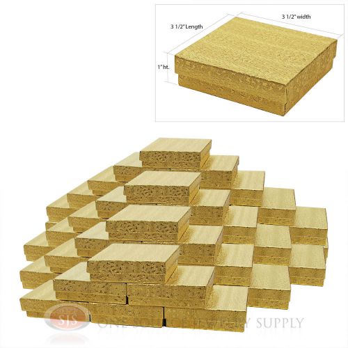 50 gold foil cotton filled jewelry gift boxes 3 1/2&#034; x 3 1/2&#034; x 1&#034; bracelet for sale