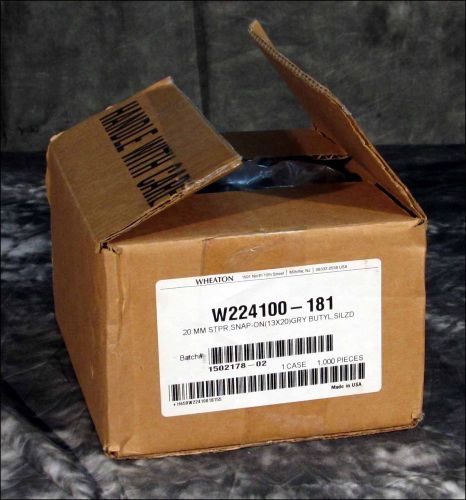 NEW CASE OF 1000 WHEATON W224100-181 SNAP-ON 20MM CHLOROBUTYL RUBBER STOPPERS