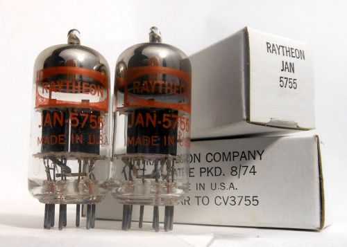 Match pair 5755 tube raytheon jan nos we 420a dual triode amp 1974 date code for sale