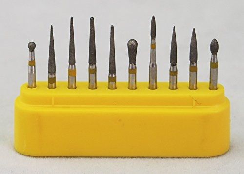 SDT 10pcs Diamond FG High Speed Burs Drill for Polishing Ceramic Composite