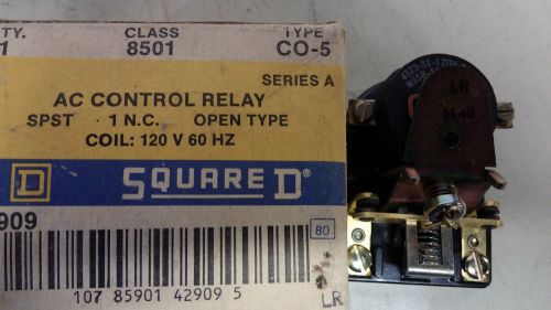Square d 8501 c0-5 new in box ac control relay spst 1 no 120v coil see pics #b3 for sale