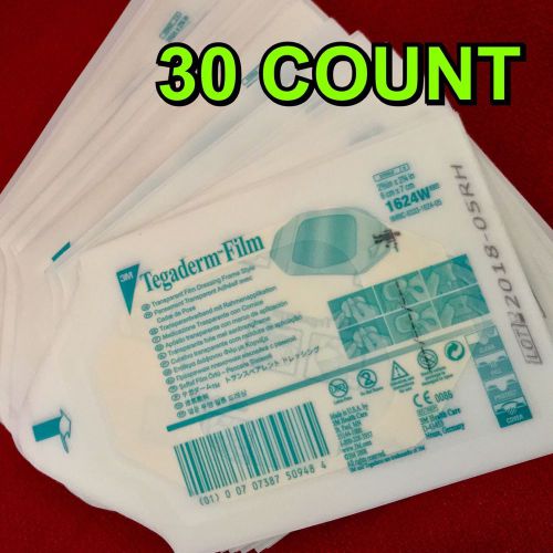 3M Tegaderm 1624W 30 Count Transparent Film Dressing 2 3/8&#034; x 2 3/4&#034; (6x7cm)