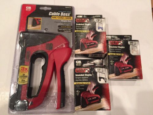 GARDNER BENDER GB INSTRUMENTS  CABLE BOSS STAPLE GUN &amp; 3 BOXES 5/16 1/2 3/8