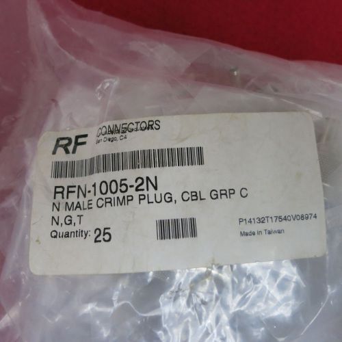 RF Connectors RFN 1005 2N N Male Crimp Plug, CBL GRP C N,G,T (Bag of 25) (New)