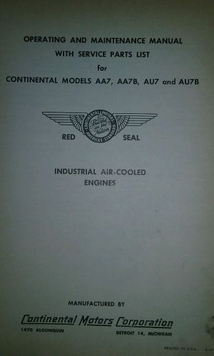 Continental Engine Operator, Parts &amp; Repair Manual Garden Tractor Sears16p AU7