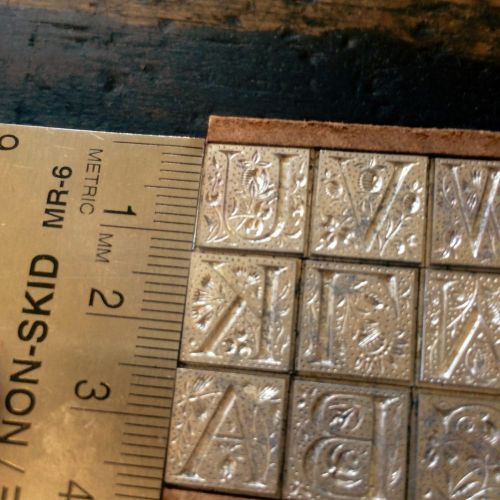 Letterpress Lead Type Unknown Typeface Ornate Initials Square Block