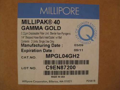 2 Pack Millipore MilliPak 40 Gamma Gold Capsule 0.22um MPGL04GH2 Filter NOS
