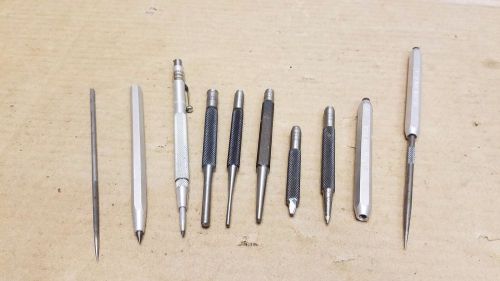 Lot of 10pc Starrett Center Punch, Cold Chisel, Drive Pin Punches Made in USA