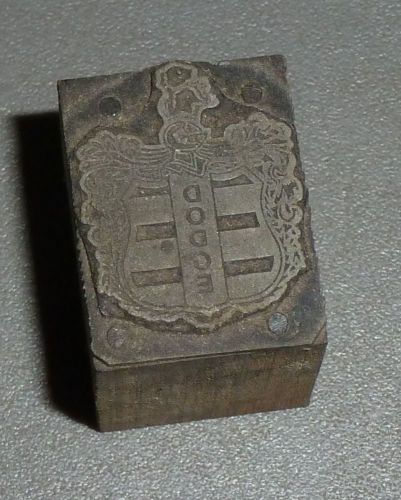 Printing Press Ink Stamp Block wood metal dodge shield logo crest coat of arms