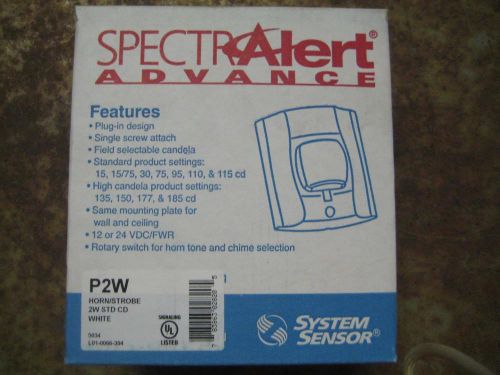 New spectralert advance p2w fire alarm horn/strobe system sensor white free ship for sale