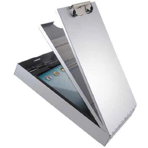 Aluminum Clipboard 2 Compartment Document Storage Box Metal Office Clip Board