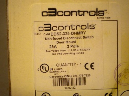 C3CONTROLS DDS2-325-DHMRY NON-FUSED DISCONNECT SWITCH  25A 3 poll