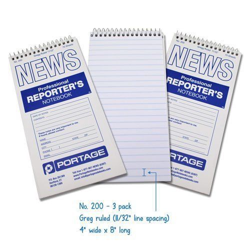 Reporters Notebook  Gregg Ruled  70 Sheets   4&#034; x 8&#034;   3 Pack