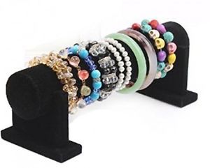 Elife Black Velvet 1 Tier Detachable T-Bar Jewelry Bracelet Rack Organizer