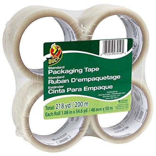 Duck Brand Standard Grade Packaging Tape, 1.88-Inch x 54.6 Yards, 4 Rolls per