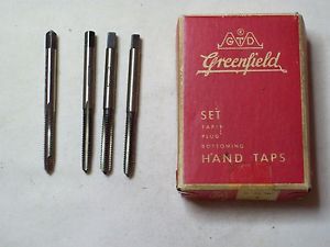 4- greenfield threading hand taps, 8 - 32 nc, bottom, plug, taper, spiral (gun) for sale