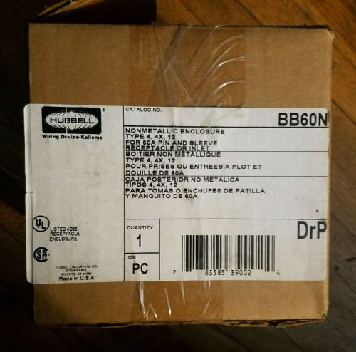 Hubbell BB60N Nonmetallic Enclosure For 60-Amp Pin &amp; Sleeve-New In Box