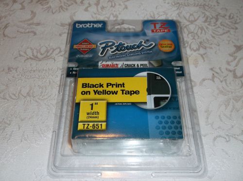 Brother P-Touch TZ-651, 1&#034; Black on Yellow Tape Cassette