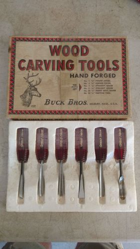 Buck Bros Great Neck Wood Carving Lathe Tools Chisels Set Lot of 6 In Box