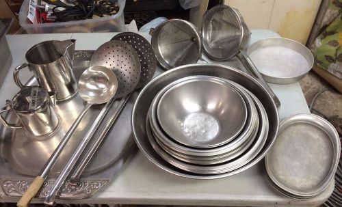 Restaurtant strainers, bowls, pitchers, ladle, etc. for sale