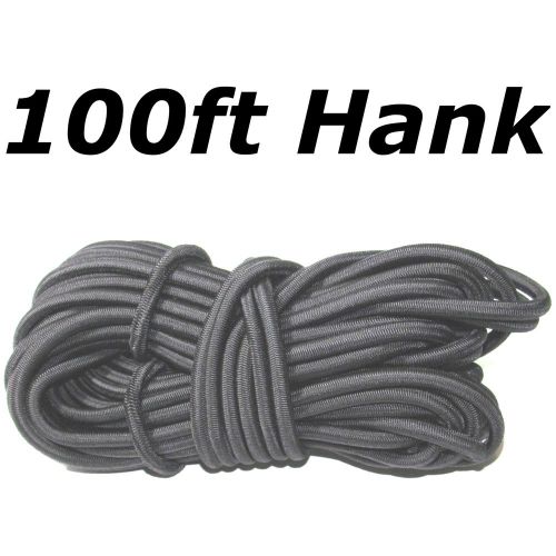 100ft 1/4&#034; black shock cord marine grade bungee heavy duty tie down stretch rope for sale
