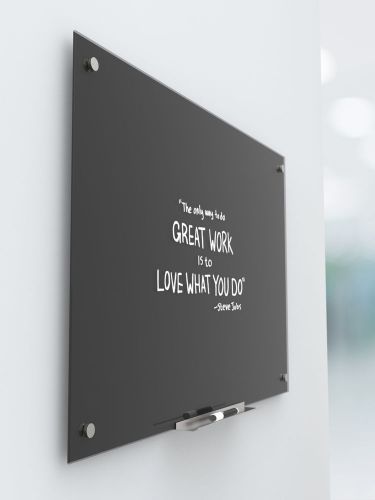 Black glass dry erase board - 23 x 35 for sale