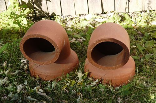 LOGAN OHIO Drain Tile Clay Sewer Water Pipe Elbow Lot of 2   B00