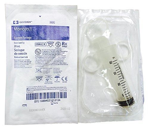 Monoject 20ml Control Syringe Only - Leur Lock Tip - (.1ml Increments) - Pack of