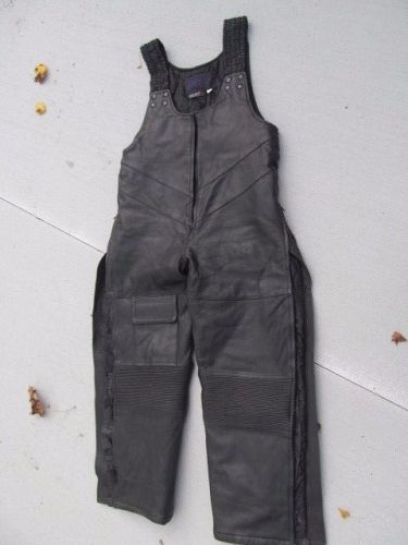S W RACING APPAREL Leather MOTORCYCLE BIbs Riding Coveralls XL  USED