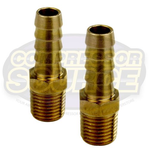 2 pack 3/8&#034; x 1/4&#034; mnpt pipe thread brass air hose barb fitting for 3/8&#034; hose for sale