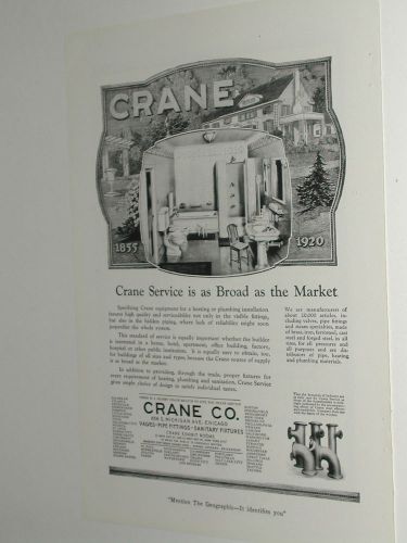 1920 Crane Company advertisement, bathroom fixtures, plumbing