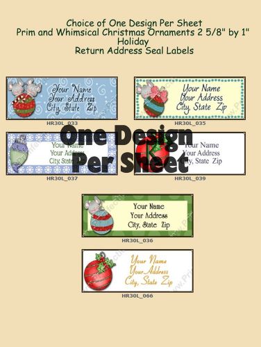 30 CUSTOMIZED Holiday Christmas Ornaments Return Address Labels