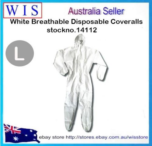 Wht Breathable Disposable Coveralls,Disposable Protective Clothing,L size-14112