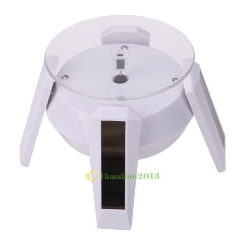 New Solar Powered Jewelry Goods 360° Rotating Display Stand Turn Table LED Light