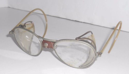 Vintage welding safety glasses goggles industrial steampunk leather nose guard for sale