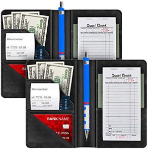 2 Pack Waiter Book Server Wallet for Waitress Server Pads Color Black Big Volume