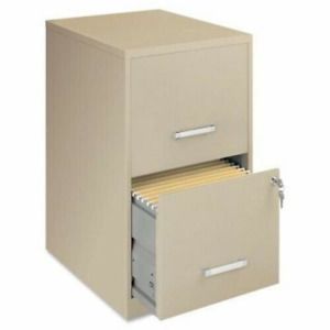 Lorell Steel 2-Drawer File Cabinet, 14-1/4w x 24-1/2h, Putty (LLR14340)