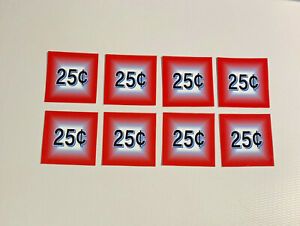 8 Bulk Vending Label Candy Machine PRICE Sticker 25 cent