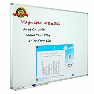 Lockways White Board Dry Erase Board 48 x 36 - Magnetic Whiteboard 4 X 3, Silve