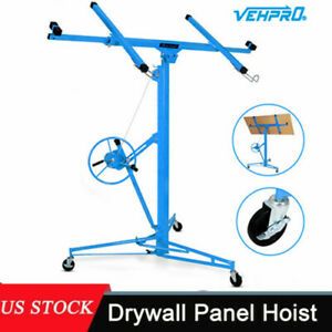Drywall Panel Lift Hoist Dry Wall Rolling Caster Lifter Construction 150 Lb 11FT