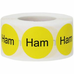 Ham Deli Grocery Store Food Yellow Labels | 1&#034; inch Round - 500 Pack